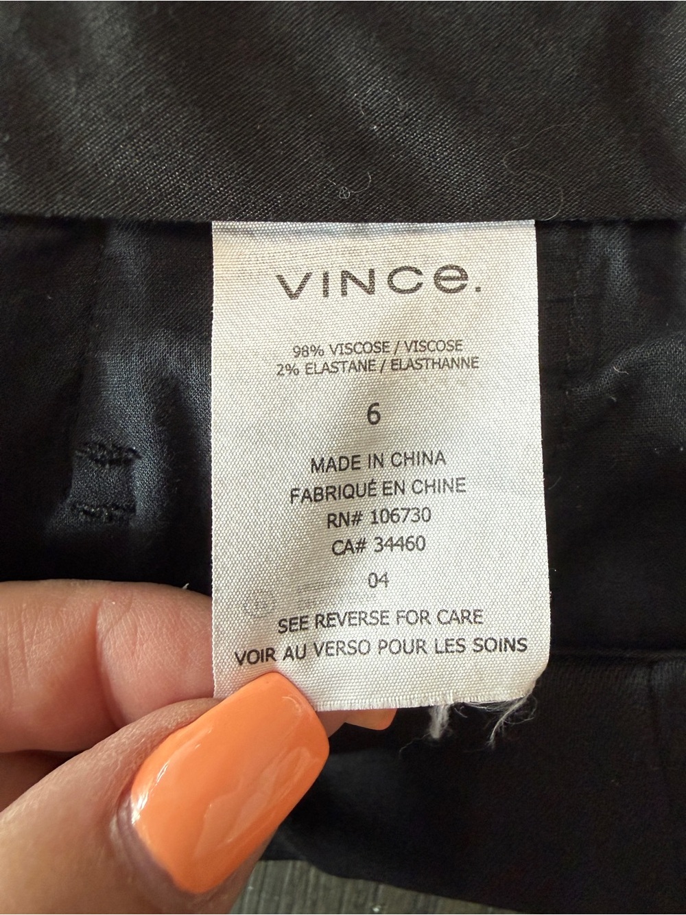 Vince Black Slim Ankle Pants Size 6 Stretch Career Office Trousers 25401 - Picture 12 of 15